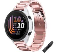 Stravo Bracelet montre acier inoxydable maillons compatible Garmin Forerunner 70/170/55/165/245 Vivoactive 6/5/3 Venu SQ2 - Rose