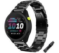 Stravo Bracelet montre acier inoxydable maillons compatible Garmin Forerunner 70/170/55/165/245, Vivoactive 6/5/3, Venu SQ2 - Noir