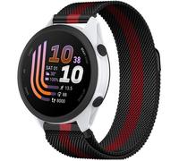 Stravo Bracelet montre milanais acier inoxydable Garmin Forerunner 70/170/55/165/245 Vivoactive 6/5/3 Venu SQ2 - Noir/Rouge