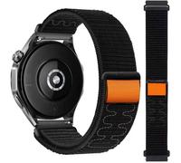 Stravo bracelet sport 20 mm nylon respirant Samsung Galaxy Watch 7/6/5/4/FE et Garmin Vivoactive/Venu/Forerunner Noir/Orange