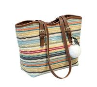 Straw Beach Bag | Stylish Handwoven Casual Tote Handbag | Lightweight Summer Rattan Style Shoulder Bag | Durable Fashion Carry All Organizer | Elegant Travel Accessory for Women Ladies Girls Wives Mot