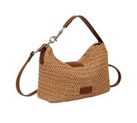 Straw Clutch | Vintage Zipper Tote with Adjustable Shoulder Strap