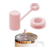 Straw Cover Spill Stopper - Silicone Water Cup Leak Supply, Mug Tumbler Anti-Spill Plug For 25 26 35 42 oz. Cups, Clear Medium Size For Portable Travel Hydration Accessory Food Grade Use