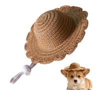 Straw Hat for Small Pet - Breathable Puppy Headpiece | Mini Dog Beach Hat | Pet Sun Protection Sombrero for Puppy Kitten and Small Animals | Essential Summer Lawn and Camping Accessory