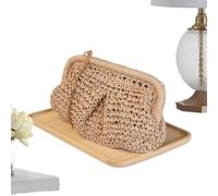 Straw Purse Trendy Woven Shoulder - Clutch Straw Purses for Road Trip PoolV | Straw Purses for Road Trip Outdoor Dating Vacation Wedding | Pool Travel Evening Straw Purse Trendy Woven Shoulder Clutch