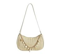 Straw Shoulder Bag for Women Casual Handbags with Charm Chain Ergonomic