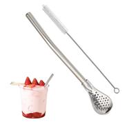 Straw Spoon - Metal Tea with Built-in Filter, Multipurpose Bombilla Drinking | Stainless Steel Coffee and Loose Leaf Strainer, Soup Beverage Mixer for Kitchen, Cafés, Travel Use