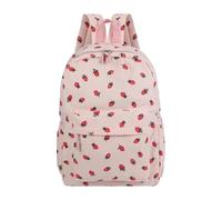 Strawberry Backpack | With Zipper Large Capacity Adjustable Strap Bag | Elementary Travel Book Back Packs For Middle High Senior Grade Strawberry Backpack Cute Large Capacity Nylon Adjustable Strap