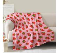 Strawberry Blanket Gifts for Women Girls Mom Kids Adults Teen Birthday Christmas Valentine Present Pink Strawberry Fruit Theme Decor Bedroom Living Room Sofa Couch Soft Cozy Plush Fleece Throw 60"x50"