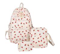 Strawberry Bookbag, Bookbag Set with Pen Purse & Shoulder Pouch, Cute Strawberrys Backpack to Girls, Boys, Ideal for School, Daily Commute, Trips, Camping, Preschool, Black, White and Pink Color