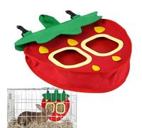 Strawberry Bunny Sac à foin pour petits animaux, porte-foin pour animaux de compagnie, sac à foin en tissu Oxford à suspendre pour lapins | Distributeur de foin pour petits animaux, cochons d'Inde