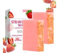 Strawberry Cleansing Face & Body Bar - Strawberry Soap,Strawberry Body Wash,Savon à la Fraise,Barre douche à la fraise, nettoie et revitalise la peau,Refreshing Strawberry Scent (2)