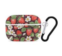 Strawberry Coque rigide pour Airpod Pro - Protection complète contre les chutes avec porte-clés - Compatible avec AirPod Pro 2e/1ère génération, LED avant visible, blanc