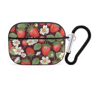 Strawberry Coque rigide pour Airpod Pro - Protection complète contre les chutes avec porte-clés - Compatible avec AirPod Pro 2e/1ère génération, LED avant visible, noir
