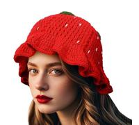 Strawberry Crochet Hat | Handmade Floral Hat | Portable Unique Slouchy War
