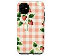 Strawberry Gingham Pattern Pink Plaid Cottagecore Aesthetic Coque pour iPhone 11