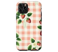 Strawberry Gingham Pattern Pink Plaid Cottagecore Aesthetic Coque pour iPhone 11 Pro