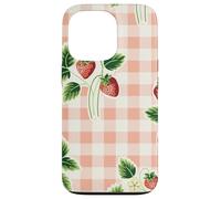 Strawberry Gingham Pattern Pink Plaid Cottagecore Aesthetic Coque pour iPhone 13 Pro