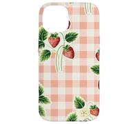 Strawberry Gingham Pattern Pink Plaid Cottagecore Aesthetic Coque pour iPhone 14