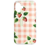 Strawberry Gingham Pattern Pink Plaid Cottagecore Aesthetic Coque pour iPhone 16 Plus