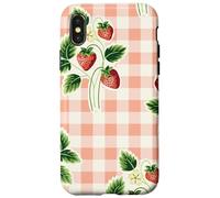 Strawberry Gingham Pattern Pink Plaid Cottagecore Aesthetic Coque pour iPhone X/XS