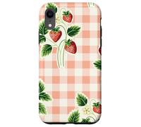 Strawberry Gingham Pattern Pink Plaid Cottagecore Aesthetic Coque pour iPhone XR