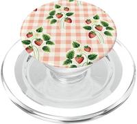 Strawberry Gingham Pattern Pink Plaid Cottagecore Aesthetic PopSockets PopGrip pour MagSafe