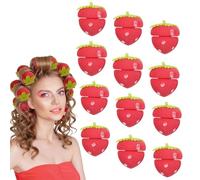 Strawberry Heatless Curlers, Strawberry Hair Rollers, Sponge Foam Rollerss, Soft Reusable Hair Styling Tool (12 Pcs)