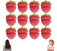 Strawberry Heatless Curlers, Strawberry Hair Rollers, Strawberrys Overnight Curls, Soft Sponge Hair Rollers, Overnight Curls Hairs Friendly Curling Tool for Women (12PCS)