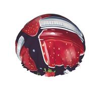 Strawberry Jam 04 Bonnets de douche réutilisables pour homme Séchage rapide Cheveux longs courts Enfants Bain