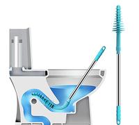 STRAWBLEAG Déboucheur Piston Efficace, tête en Caoutchouc Flexible de 72 cm de Long avec poignée en Acier Inoxydable pour Siphon de Toilettes obstrué (Bleu), 72cm