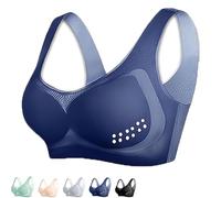Strawmeans Bra, Strawmeans Bras for Women, New Ultra-Thin Ice Silk Lifting Bra, Wire-Free with Removable (Blue,TTG)
