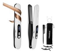 Straxelle Mini Lisseur Sans Fil et Boucleur Cheveux 2 en 1, Fer a Lisser avec 5000mAh, 3 Températures Réglables 175°C-215°C, Lisseur de Voyage avec écran LED pour Tous Types de Cheveux (Blanc)