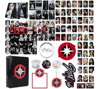 Stray Cadeaux Kit, SKZ Merch Pour Stay Avec 1 Photocard Holder, 1 Post It/50 Feuilles, 1 Miroir, 1 Porte Clef, 1support Telephone, 2 Pins, 2 Patch Thermocollant, 55 Photocards, 95 Autocollant