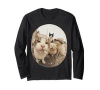 Stray Cat Gang Crew Funny Cat Lover Vintage Retro Manche Longue