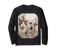 Stray Cat Gang Crew Funny Cat Lover Vintage Retro Manche Longue