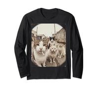 Stray Cat Gang Crew Funny Cat Lover Vintage Retro Manche Longue