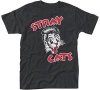 Stray Cats 'Cat Logo' T Shirt Official Merch (Brian Setzer, Slim Jim, Lee Rock) Manches Courtes(X-Large)