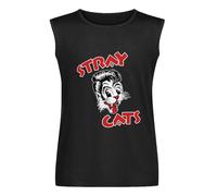 Stray Cats Mens Black Sleeveless T-Shirt Graphic Tee Printed Unisex Vest Tank Tops Shirt 3XL