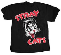 Stray Cats - - T-Shirt Cat Head Men Logo, Medium, Black