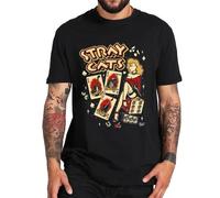 Stray Cats T-Shirt Men's 's Street Fashion Breathable Men's Casual T-Shirt Black L