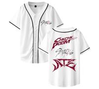 Stray Kids Ate Chk Chk Boom Maillot de baseball à manches courtes boutonné T-shirt streetwear pour femme et homme, blanc, M
