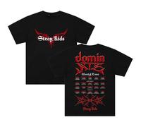Stray Kids Dominate World Tour T-shirt col rond à manches courtes en coton pour femme et homme Tenue tendance, Noir , S