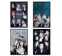 Stray Kids Lot de 4 couvertures d'album en toile édition limitée pour décoration de chambre à coucher, bureau, chambre, cadeau sans cadre, 20 x 30 cm