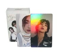 Stray Kids Lot de 50 cartes photo laser Stray Kids avec effet holographique Stray Kids - Cartes Lomo pour garçons et filles (carte laser HyunJin)