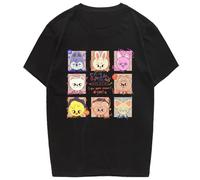 Stray Kids Rock Star Album Merch T-shirt Felix Jisung Hyunjin Minho Bangchan Changbin Concerts T-shirt unisexe, Noir-c, Taille M