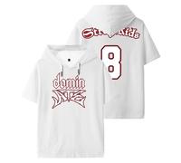 Stray Kids SKZ Dominate 8 T-shirt à capuche à manches courtes pour femme et homme Streetwear Outdoor Sport, blanc, 3XL