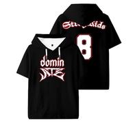 Stray Kids SKZ Dominate 8 T-shirt à capuche à manches courtes pour femme et homme Streetwear Outdoor Sport, Noir , L