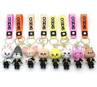 Stray Kids Skzoo Porte-clés Stray Kids 3D Cartoon Porte-clés SKZ Animal Sac à dos Pendentif Téléphone Porte-clés Kpop pour les fans (8Pcs/Set)