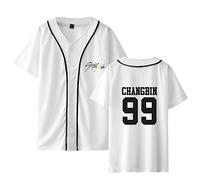 Stray Kids Tshirt Kpop StrayKids Yellow Wood Manches Courtes Changbin Hyunjin Felix Seungmin Jeongin Jisung Minho Woojin BangChan Nouveau Décontracté Col Rond T-Shirt d'uniforme de Baseball
